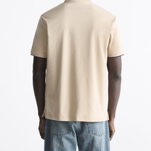 Col à revers, fermeture boutonnée sur le devant, design personnalisable, décontracté, vierge pour t-shirt pour homme à manches courtes, coton de haute qualité - Product Image 3