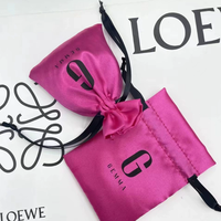 Pochette en satin de luxe personnalisée pour emballage cadeau, cosmétiques, bijoux, lingerie, sous-vêtements, perruques, avec cordon de serrage anti-poussière