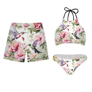 Ensemble de maillots de bain fitness 3 pièces personnalisé de haute qualité, imprimé, bikini pour couple, maillots de bain pour hommes et femmes, shorts de plage - Product Image 3