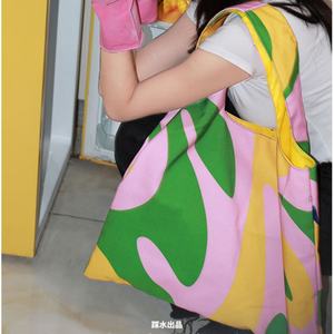 Custom Logo Reusable shopping <b>bag</b> Various Candy Color Series Shoulder <b>Bags</b> Eco Standard Foldable Grocery Shopping <b>Bag</b> - Product Image 2