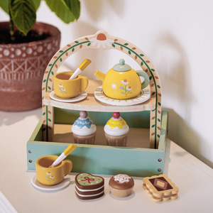 Children Simulation Home Tea Set Role Play Playground Early Education Afternoon Tea Dessert <strong>Cake</strong> <strong>Wooden</strong> Tea <strong>Toys</strong> - Product Image 2