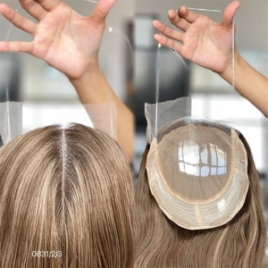 2025 cheveux timides en gros 5*5 dentelle avant + 8*8 Topper cheveux humains Topper perruque 5.0 noeud unique sans colle pour les femmes - Product Image 6