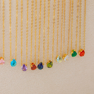 Collar con abalorio de piedra de nacimiento <span class=keywords><strong>en</strong></span> forma de lágrima de acero inoxidable, collar de piedras preciosas personalizado minimalista delicado, regalo de cumpleaños - Product Image 6