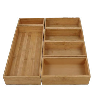 Modular Bamboo <b>Drawer</b> Organizer Wooden Storage Box Kitchen Utensil Silverware Tray Desk Makeup Cosmetic Cutlery Separator Bin - Product Image 1