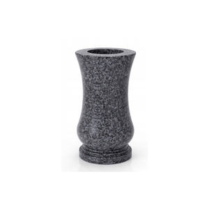 Jarrón de granito premium para lápida de cementerio, 28 cm, redondo, de piedra negra oscura, diseñado para una decoración exterior duradera. - Product Image 1