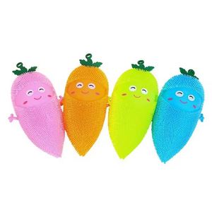 Jincan - Pelota Inflable con Cara Sonriente Luminosa, Juguete de Ventilación con Forma de Zanahoria, Peluche de Goma Suave y Elástica con Luz Intermitente para Niños de 5 a 7 Años - Product Image 1