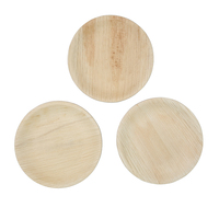 Paquet personnalisé d'assiettes plates en feuille de palmier compostables en bambou jetables et robustes assiettes de fête rondes/carrées