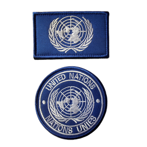 Écusson en tissu laser rond des Nations Unies pour manteaux, sacs, chapeaux tactiques - Écusson brodé réfléchissant IR qui brille dans le noir à coudre - Product Image 1