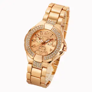 Tùy chỉnh Relojes Para mujer Chứng Khoán sẵn sàng Rome mặt thạch anh xem cho phụ nữ ngày Rose Gold sang trọng đồng hồ phụ nữ Vòng đeo tay