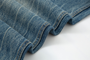 Alexander thương hiệu hợp thời trang Lyon màu Xanh rộng chân jeans cho phụ nữ denim vải Giữa eo hip hop cleanfit thẳng quần Bark mô hình - Product Image 3