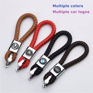 Porte-clés en cuir PU tissé à la main de haute qualité avec pendentif logo de voiture, personnalisable, en métal, vente en gros - Product Image 2