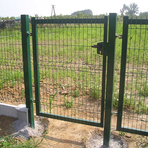 Porte de jardin Europe enduite de PVC vert de porte simple de barrière de grillage de lien de yard avec le poteau rond de serrure de sécurité - Product Image 5