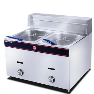 6L+6L Chips Frying Machine Restaurant Commercial 2-Tank 2-Basket Gas Fryer