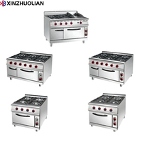 Cuisinière professionnelle pour restaurant, cuisinière à gaz en acier inoxydable à 4 brûleurs, avec contrôle de la température