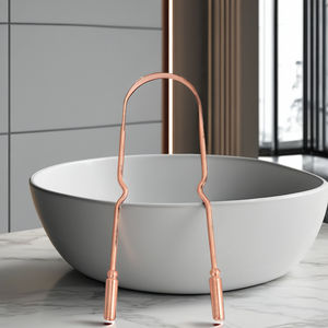 Grattoir lingual en U très vendu, brosse de nettoyage buccal, outil d'hygiène, fabriqué en cuivre pur et en acier inoxydable - Product Image 1