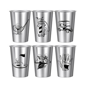 Paquete de 6 tazas de pinta de acero inoxidable para peces de agua dulce para hombres para pescar, tazas de Metal para beber de 16 oz para viajes en casa, Camping, Oficina - Product Image 2
