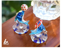 Figurines d'animaux en verre faites à la main, ornements en verre de créatures marines pour micro-paysages, décoration intérieure, cadeau artisanal, vente en gros