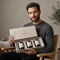 Boîtes rigides de luxe personnalisées avec logo imprimé en quadrichromie et gaufrage (carton) recyclables pour bougies individuelles avec couvercle et inserts