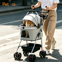 Poussette pliable tout-terrain robuste Petora à quatre roues avec sac amovible pour animaux de compagnie, idéale pour la randonnée, le jogging et les balades en ville