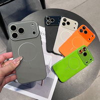 Coque de téléphone magnétique d'usine pour iPhone 17 16, texture cuir PC, antichoc, compatible charge sans fil, protection mobile
