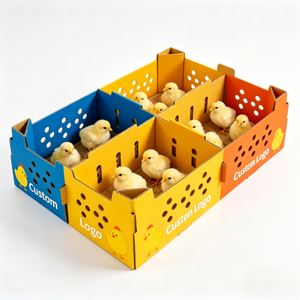 Boîtes en carton ondulé compostables sans plastique avec grille de séparation et trous d'aération, emballage écologique pour bétail, pour l'écloserie zéro déchet, vente en gros - Product Image 1