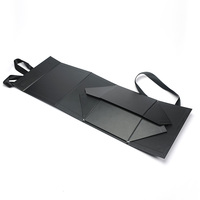 Boîte d'emballage pour sac à main en gros pour le commerce électronique, boîte en papier pliable magnétique, boîte cadeau de luxe noire avec fermeture magnétique, rabat et ruban
