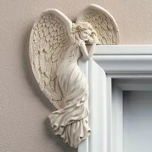 Wowei Engel Deurframe Sculptuur Ornament Beschermvleugels Hars Huis Wanddecoratie Frame Engel Vleugel Sculptuur Geschenk