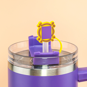 2025 Sản phẩm mới tái sử dụng 8 mét tùy chỉnh Silicone drinkware phụ kiện bán buôn bạn bè TV nhân vật rơm toppers cho Tumblers - Product Image 3