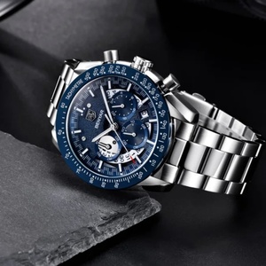 Montre de sport BENYAR 5120 pour homme, marque haut de gamme, noire, chronographe, acier inoxydable, étanche. - Product Image 4