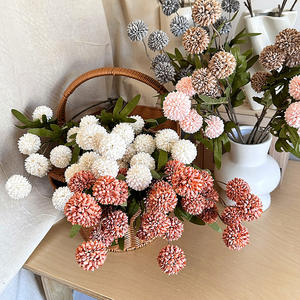 Seta finta seta crisantemo Pompon di seta Kiku fiore palla tarassaco fiori artificiali Bouquet di piante per la decorazione di nozze - Product Image 4