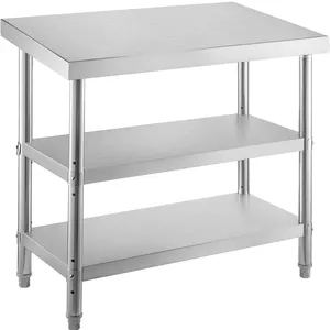 Thép Không Gỉ Làm Việc Bảng Lưu Trữ Shelve Thương Mại Nhà Bếp Thực Phẩm Prep Với Cài Đặt