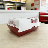 Emballage alimentaire en papier blanc personnalisé à prix avantageux, avec logo, pour la vente à emporter, boîte à hot-dogs de qualité alimentaire pour la restauration rapide