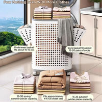 Panier à linge multifonctionnel en plastique CF avec roulettes pour salle de bain, rangement et tri des vêtements sales, outils de classification