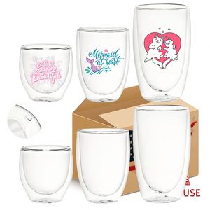 Glitter Globe Glass Tumbler 8oz 12oz 15oz Durable Stackable <b>Double</b> <b>Walled</b> Drinking Glasses with Pre-drilled Hole - Product Image 1