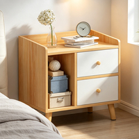 Table de chevet nordique en bois, table de nuit moderne avec 3 tiroirs, étagère de rangement ouverte, pieds en bois massif, armoire de chambre à coucher