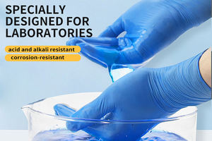 قفازات أمان صناعية من النتريل للاستعمال مرة واحدة قفازات حماية ذراع اليد لغرف الأبحاث خالية من مسحوق الزيت المقاوم للماء - Product Image 2