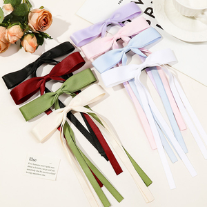 Dameslint Strik Haarclip Aan De Zijkant Met Vloeiende Stropdas Lieve Schattige Haarspeld Voor Dames Meisjes Haaraccessoires Feest - Product Image 2
