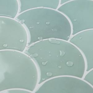 Fish Scale Green Peel and Stick Backsplash <strong>Sticky</strong> <strong>Tiles</strong> 3D <strong>Wall</strong> Sticker for Kitchen - Product Image 4