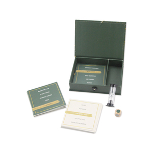 Weet Jij Het Party <span class=keywords><strong>Quiz</strong></span> Card Game Luxury Dark Green Gold Foil Box Board Game Set with Hourglass & Dice - Product Image 5