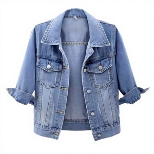 Veste en jean élégante pour femme, nouvelle collection, motif uni, doublure en spandex, détails boutonnés tricotés, idéale pour l'hiver, le printemps et l'automne - Product Image 1