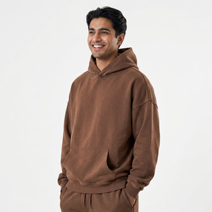 Sweat à capuche 100% coton unisexe avec logo personnalisé brodé long style uni qualité hiver 6XL 400gsm polaire sweats à capuche pour hommes - Product Image 1