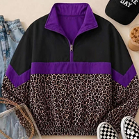 Blouson coupe-vent streetwear oversize 100 % polyester, personnalisé avec logo d'équipe vintage, pour femmes et hommes, col montant zippé 1/4, à carreaux