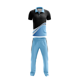 <b>Men</b> Diagonal Wave Graphic Cricket Uniform <b>Short</b> Sleeve Polo Jersey <b>Trousers</b> Set Sublimated Team Sportswear - Product Image 1