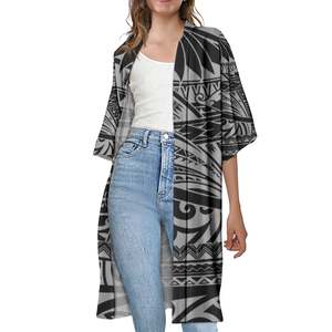 Delle donne di Modo <span class=keywords><strong>Vestiti</strong></span> Stili Hawaii Polinesiana Rosso/Bianco Stampa Tribale Cardigan delle Donne Causale Outwear Custom <span class=keywords><strong>Vestiti</strong></span> Delle Donne - Product Image 4