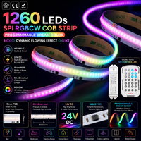 Raymates IP20 Superbrillante SPI Magic RGBCW Color COB, PCB de 15 mm con Control Inteligente, para Decoración del Hogar, Publicidad, Iluminación DIY.