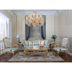 قماش بالصورة على الطراز الفرنسي الفاخر أريكة خشبية عتيقة ذهبية تشطيب كلاسيكي عتيق - Product Image 1