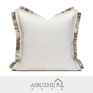 Cover AIBUZHIJIA Beige Chenille Cushion Cover Solid Color Luxury High End Decorative Throw Pillow Cover