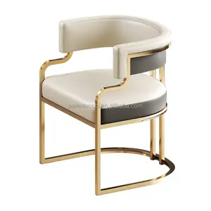 Cadeira de jantar moderna confortável barata do couro das cadeiras do restaurante com pés do ouro