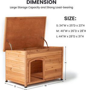 Açık süper su geçirmez dayanıklı ahşap köpek kulübesi 34 \ "geniş X 25 \" derin X 23 \ "yüksek küçük büyük köpekler bahçe köy çiftlik için - Product Image 4