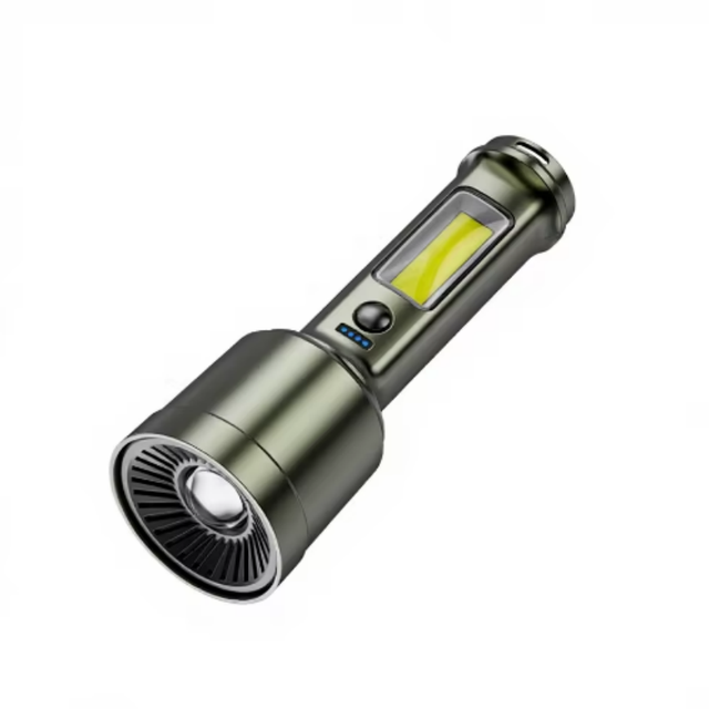 Highlight White Laser Telescopic Focus Solar-Powered ABS 100-200m Beam Distance IP67 Rated Rechargeable Long-Lasting Flashlight